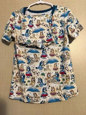 Bluey at the Beach-Shorts + Short Sleeve Shirt Set- Bamboo-NWOT